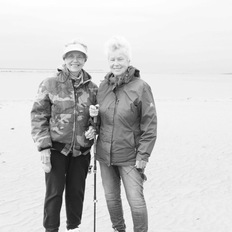  Jeanne Finke (left) and Susan Koeppel (right) on our walk on the beach.   In the clip below, they talk about some of the dramatic erosion changes in their particular area as well as the region, and how these seasonal changes have increased.  
